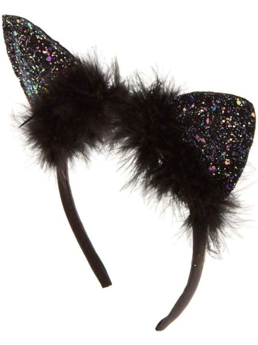 Glitter Cat Ears Black Headband Faux Fur Halloween Costume Accessories Claires - Picture 2 of 7